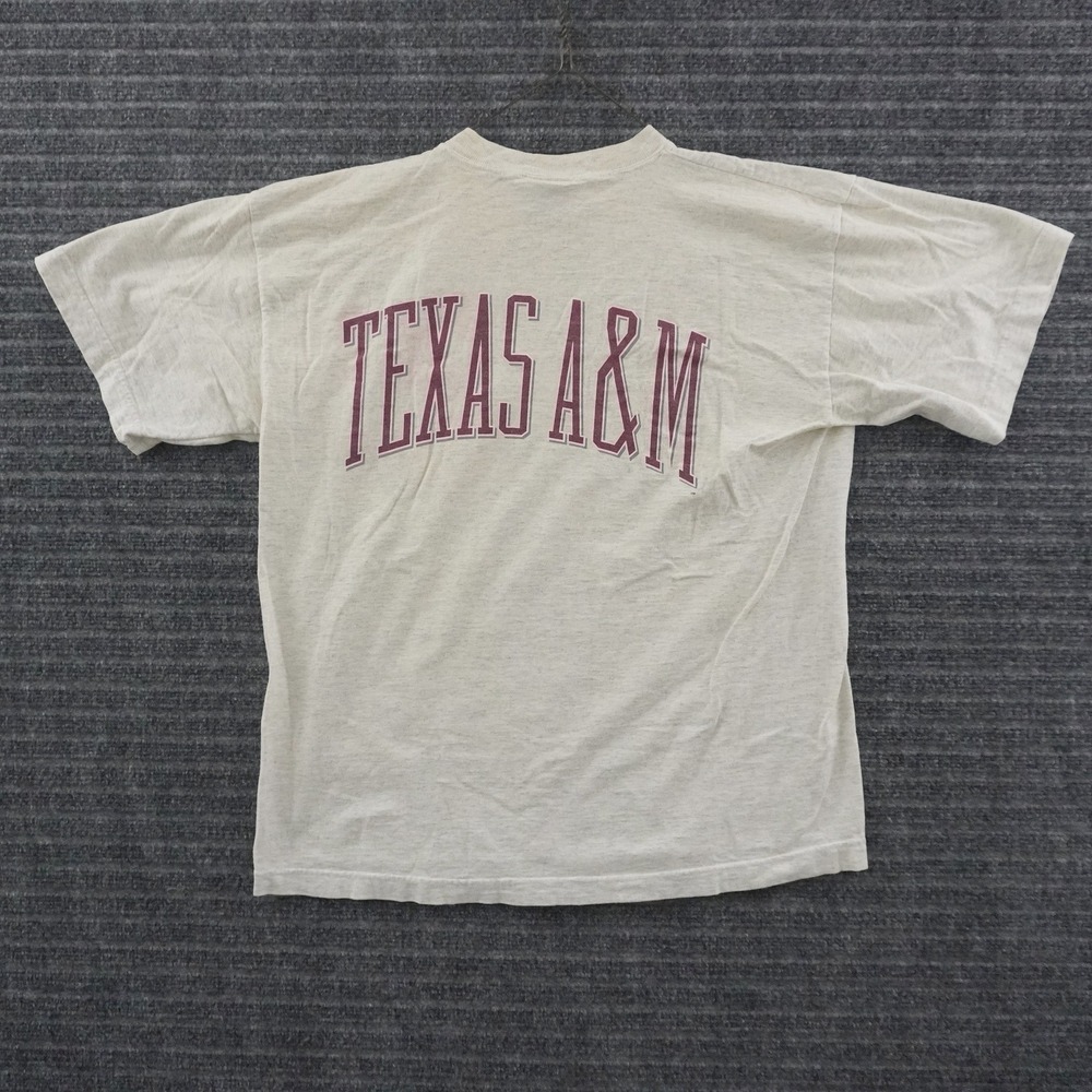 Vintage 90s Gear for Sports Texas A&M T-Shirt Mens L Gray Big Cotton USA